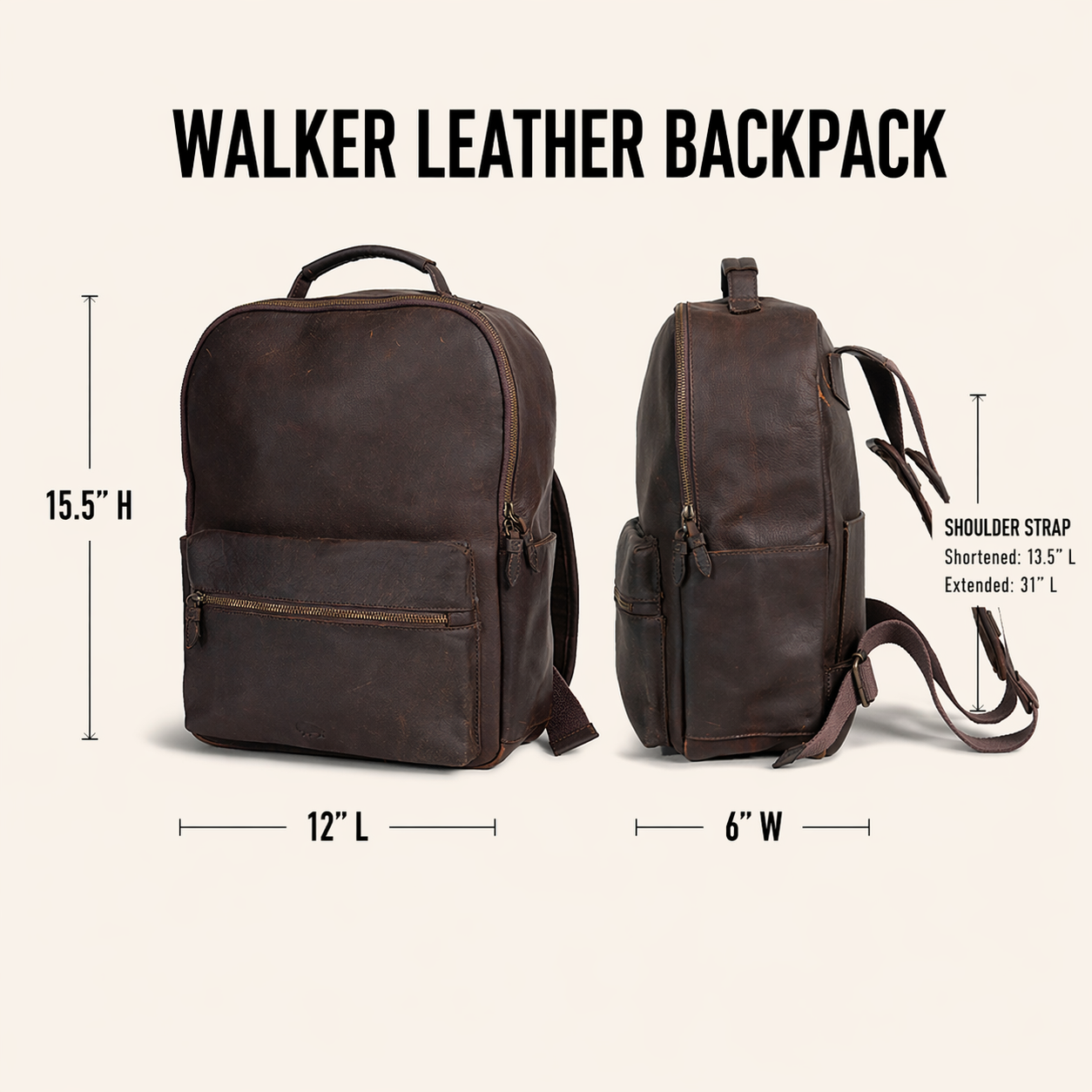 Walker Leather Backpack | Vintage Oak